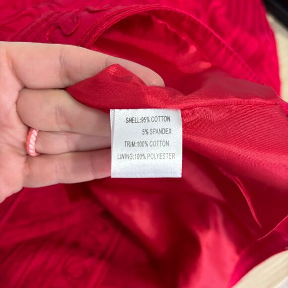 Joni B. Blazer Womens Medium Red Piping Ribbon Artsy Scroll Granny Classic Royal - Picture 11 of 13